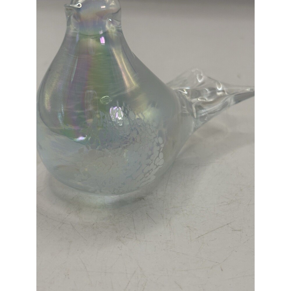 Rainbow Snow Bird Figurine Iridescent Art Glass Matte Finish 5” - Picture 4 of 9
